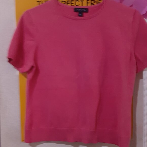 Lands End Coral Pink Crew Neck Short Sleeved comfort Y2K T-Shirt Small 6 - 8 - Picture 1 of 2